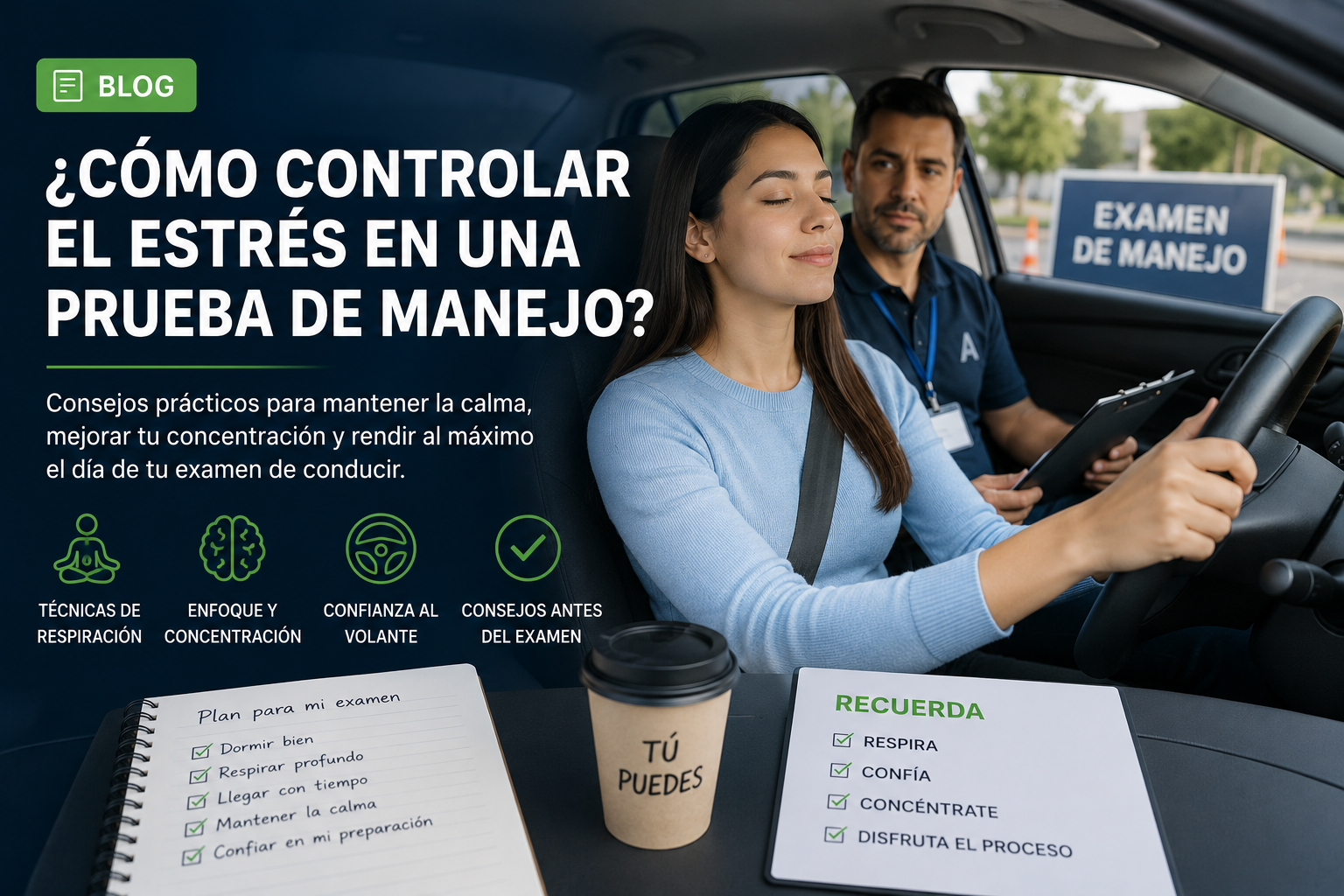 ¿Cómo controlar el estrés de la prueba de manejo?